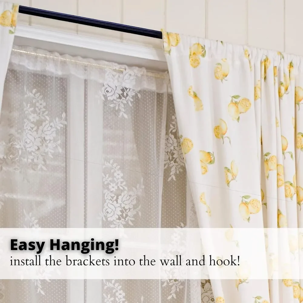 26” - 48” Heavy Duty Standard Adjustable Curtain Rod Hardware Included, Black